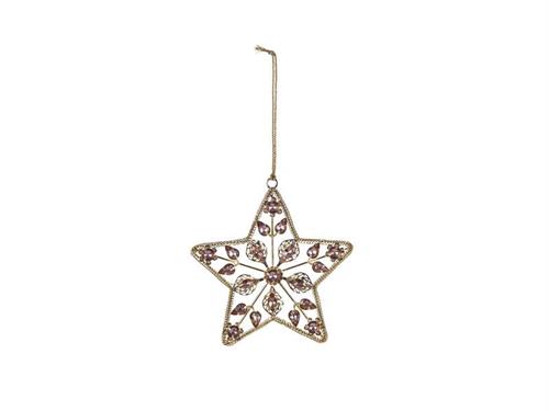 DECORAZIONE STELLA FINE METAL C/PIETRE CM13X13 ORO/ROSA