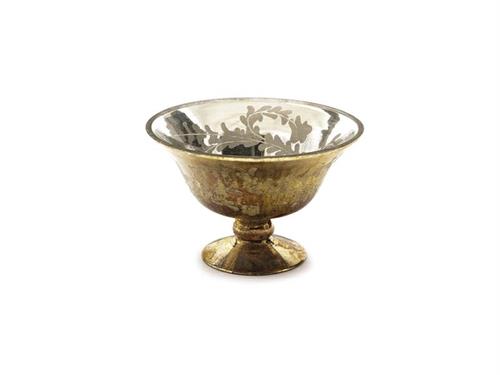 ALZATA VETRO CUTTING RETRO' CM22X15 ANTIQUE GOLD