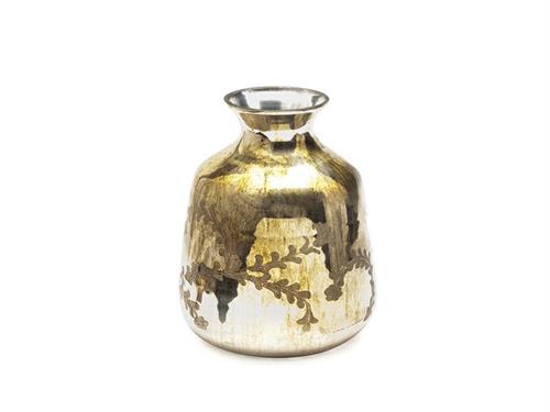 VASO VETRO CUTTING RETRO' CM24X30 ANTIQUE GOLD