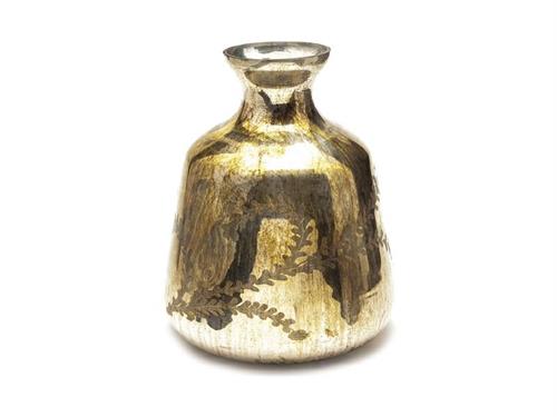 VASO VETRO CUTTING RETRO' CM34X42 ANTIQUE GOLD