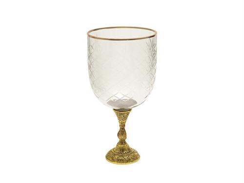 COPPA VETRO CUTTED MAJESTIC C/BASE E BORDO ORO CM17X33 ORO