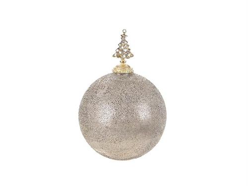 DECORAZIONE SFERA VETRO FROSTED C/ALBERELLO METAL CM13X19 LIGHT GOLD