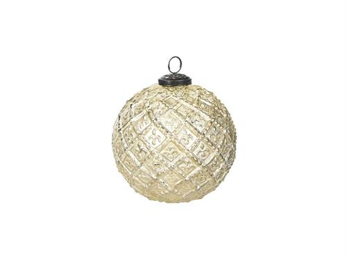 DECORAZIONE SFERA VETRO LOSANGE D13 CREMA