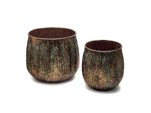 SET 2PZ CASPO' LATTA CM41X41X37-30X30X32 DARK GOLD/VERDE