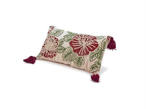 CUSCINO COTONE RETTANGOLARE RICAMATO FLOWERS CM35X60 C/FILLER MULTI