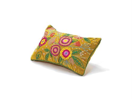CUSCINO VELVET FLOWER RETTANGOLARE RICAMATO CM60X40 (C/FILLER) MULTI