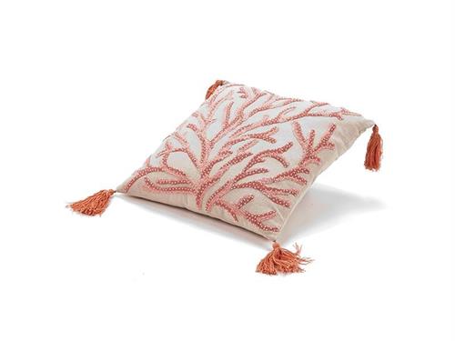 CUSCINO COTONE CORAL CM50X50 (C/FILLER) BIANCO/ARANCIO