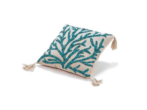 CUSCINO COTONE CORAL CM50X50 (C/FILLER) BIANCO/VERDE