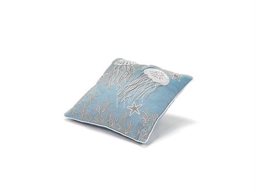 CUSCINO COTONE JELLYFISH CM45X45 (C/FILLER) AZZURRO/BIANCO