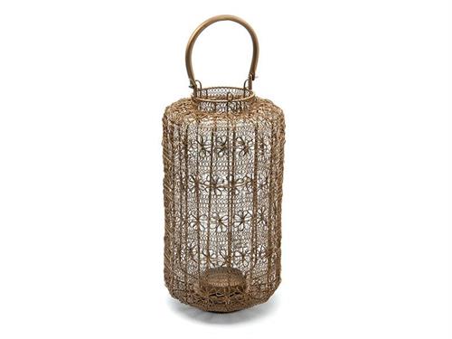 LANTERNA METAL TISSAGE C/PARAFIAMMA CM25X45 ORO ANTICATO