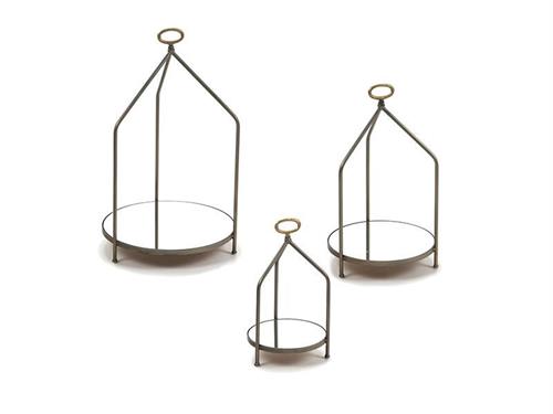 SET 3PZ STRUTTURE METAL C/BASE SPECCHIO MAX CM39X65 DARK GOLD