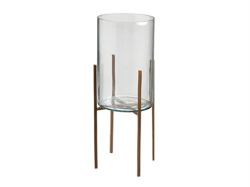 CILINDRO VETRO C/STRUTTURA METAL CM13X34 ORO