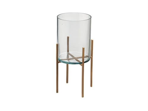 CILINDRO VETRO C/STRUTTURA METAL CM13X29 ORO