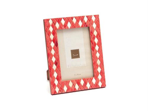 PORTAFOTO BONES DIAMOND CM19X24 BIANCO/CORALLO