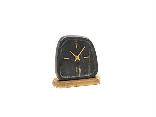 OROLOGIO MARMO C/BASE ALLUMINIO ORO CM17X5X16 NERO