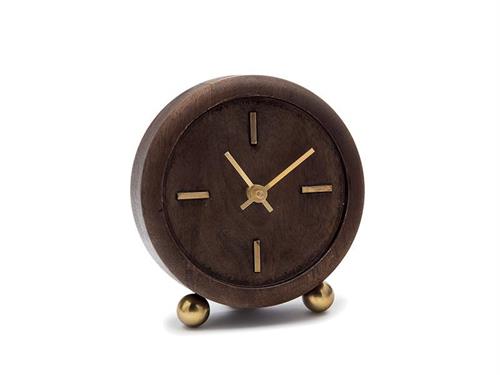 SVEGLIA LEGNO C/PIEDINI ORO CM15X4X16 CAFFE'