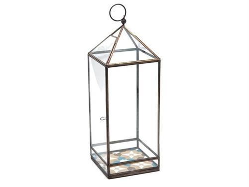 LANTERNA METAL LIBERTY CM21X21X55 OTTONE ANTIQUE