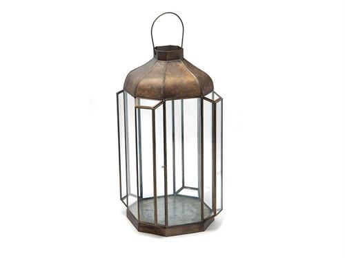 LANTERNA METAL KIMI CM35X35X55 OTTONE ANTIQUE