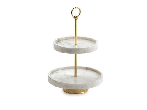 ETAGERE X2 ALLUMINIO E MARMO CM25X39 ORO/BIANCO