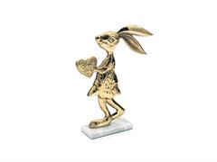 CONIGLIETTO METAL HEART C/BASE MARMO CM20X27 LIGHT GOLD