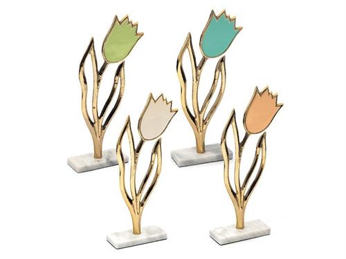 TULIPANO ALLUMINIO C/BASE MARMO CM14X32 ASS