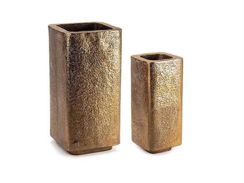 SET 2PZ VASI ALLUMINIO CONCRETE CM48X48XX100-34X34X78 ORO