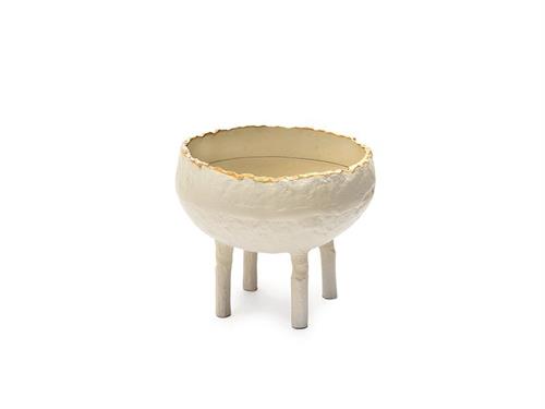 CASPO' ALLUMINIO C/3 PIEDI E BORDO ORO CM17X15 BIANCO