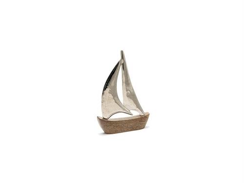 BARCA A VELA ALLUMINIO C/BASE LEGNO CM18X30 SILVER