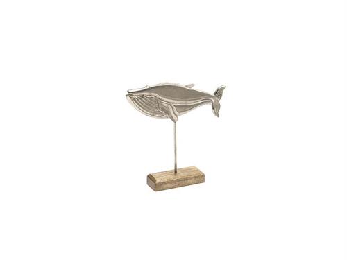 BALENA ALLUMINIO C/BASE LEGNO CM25X25 SILVER