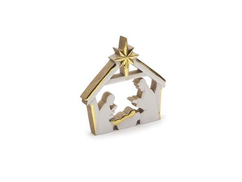 NATIVITA' LEGNO CM20X20 BIANCO/ORO