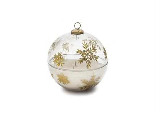 SFERA VETRO SNOWFLAKE C/CANDELA PROFUMATA CM15X15 ORO/TRASPARENTE