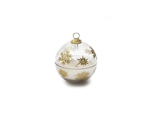 SFERA VETRO SNOWFLAKE C/CANDELA PROFUMATA CM10X10 ORO/TRASPARENTE