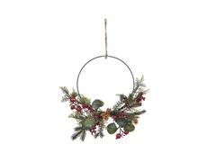 CORONA SLIM PINO BACCHE EUCALIPTUS D40 VERDE/ORO/ROSSO