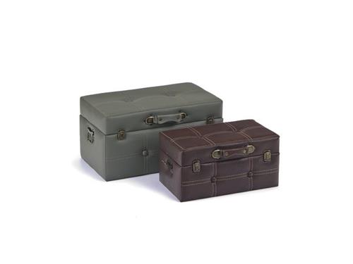 SET 2PZ BAULI ATLANTA CM 49x28x25 39x21x19 ASS MARRONE-SALVIA
