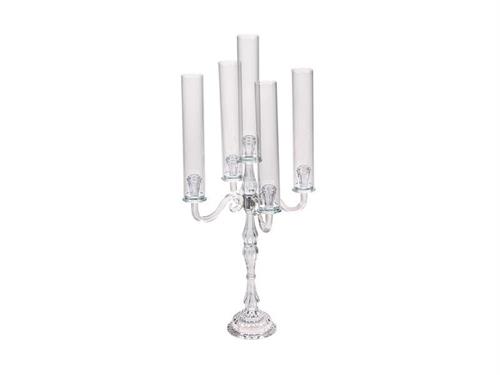 CANDELIERE VETRO X5 NOBLESSE C/PARAFIAMMA H80 TRASPARENTE