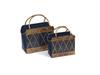 SET 2PZ BORSE LATTA CM34X14X36-28X11X29 BLU/ORO