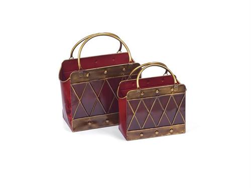 SET 2PZ BORSE LATTA CM34X14X36-28X11X29 ROSSO/ORO