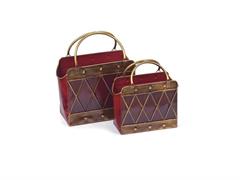 SET 2PZ BORSE LATTA CM34X14X36-28X11X29 ROSSO/ORO