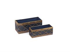 SET 2PZ VASCHETTE LATTA CM35X15X15-30X11X11 BLU/ORO