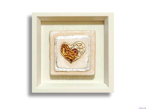 QUADRO STONE 3D CM 23X23 HEART BIANCO