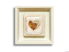 QUADRO STONE 3D CM 23X23 HEART BIANCO