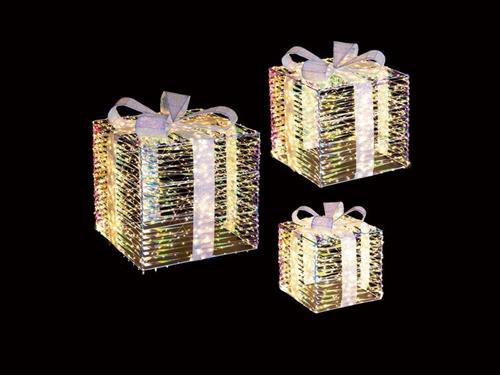 SET 3 PZ PACCHI CRYSTAL C/1440 LED (220V-IP44) LUCE CALDA-FLASH+TELC