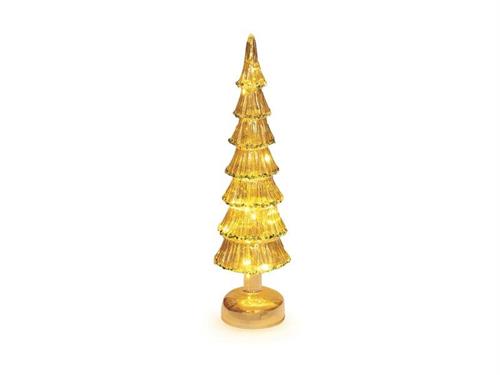 ALBERO VETRO C/LED E PERLINE D11 H40 A BATTERIA AMBRA
