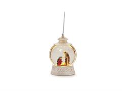 SNOWBALL NATIVITA' PIATTA C/LUCE LED A BATTERIA CM9X14 BIANCO