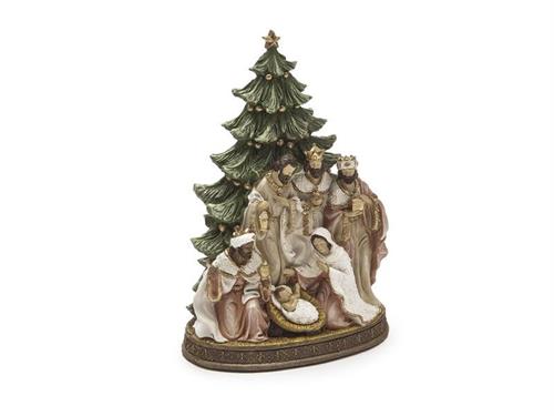 NATIVITA' C/ALBERO RESINA CM19X27 MULTI