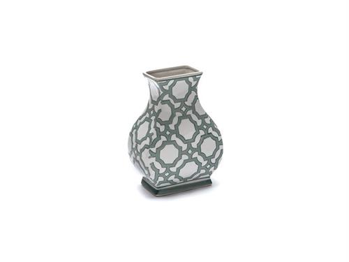 VASO CERAMICA FAYUAN CM19X12X20 BIANCO-VERDE
