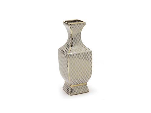 VASO CERAMICA DALIAN CM14X14X35 BIANCO-ORO