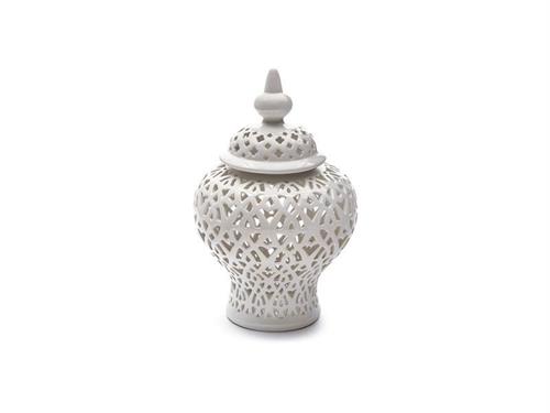 VASO TRAFORATO C/COPERCHIO CERAMICA  D24 H38 BIANCO