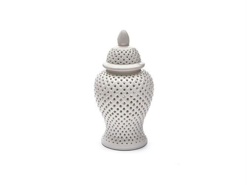 VASO TRAFORATO C/COPERCHIO CERAMICA  D20 H36 BIANCO
