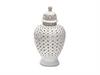 VASO TRAFORATO C/COPERCHIO CERAMICA  D24 H53 BIANCO
